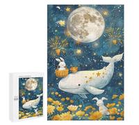 Adults 1000 PCS Puzzle Whale And Bunny Night Sky Jigsaws for Adults Puzzle Improve Memory Challenging To Complete Unique Gifts for Birthday And Christmas 1000 PCS