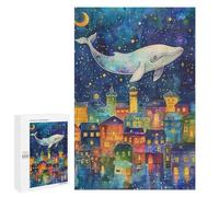 Adults 1000 PCS Puzzle Whale Flying Over Colorful Town Jigsaws for Adults Puzzle Improve Memory Challenging To Complete Unique Gifts for Birthday And Christmas 1000 PCS