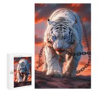 Adults 1000 PCS Puzzle White Tiger with Chains Adult Jigsaw Puzzles Analysis And Logic Wishlist with Santa Claus Unique Gifts for Birthday And Christmas 1000 PCS