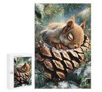 Adults 1000 PCS Puzzle Winter Squirrel Pinecone Jigsaws for Adults Puzzle Improve Memory Challenging To Complete Unique Gifts for Birthday And Christmas 1000 PCS