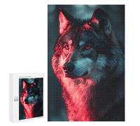 Adults 1000 PCS Puzzle Wolf Portrait with Red Lighting Adult Jigsaw Puzzles Analysis And Logic Wishlist with Santa Claus Unique Gifts for Birthday And Christmas 1000 PCS