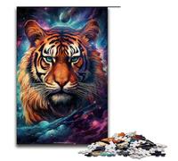 Adults 1000 Piece Jigsaw A Tiger Emerging from The Light Family Fun Puzzle with Matching Poster And Trivia Sheet 75x50cm