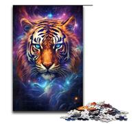 Adults 1000 Piece Jigsaw A Tiger Emerging from The Light Family Fun Puzzle with Matching Poster And Trivia Sheet 75x50cm