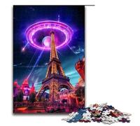 Adults 1000 Piece Jigsaw Eiffel Tower Family Fun Puzzle with Matching Poster And Trivia Sheet 75x50cm