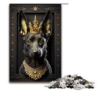 Adults 1000 Piece Jigsaw King Dog Golden Art Deco Family Fun Puzzle with Matching Poster And Trivia Sheet 75x50cm