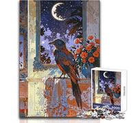 Adults 1000 Piece Jigsaw Puzzle A Crow on Fabric Brainteaser Family Games Staycation Kill Time Great Gift Size 50x75cm