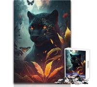 Adults 1000 Piece Jigsaw Puzzle A Fiery Black Panther Brainteaser Family Games Staycation Kill Time Great Gift Size 38x52cm