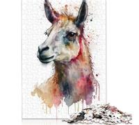 Adults 1000 Piece Jigsaw Puzzle A Llama Watercolor Design Jigsaws 1000 Pieces Learning Educational Puzzle 1000pcs (75x50cm)
