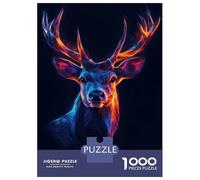 Adults 1000 Piece Jigsaw Puzzle Abstract Deer Portrait Jigsaws for Adults Brain Teaser Game Difficult Hard Unique Gifts for Birthday And Christmas 38x26cm/1000pcs