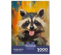 Adults 1000 Piece Jigsaw Puzzle Abstract Raccoon Painting Jigsaws for Adults Brain Teaser Game But Fun And Humorous Difficult And Challenge 38x26cm/1000pcs