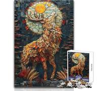 Adults 1000 Piece Jigsaw Puzzle Abstract Raising Deer Brainteaser Family Games Staycation Kill Time Great Gift Size 50x75cm