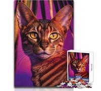 Adults 1000 Piece Jigsaw Puzzle Abyssinian Cat Brainteaser Family Games Staycation Kill Time Great Gift Size 38x26cm
