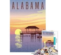 Adults 1000 Piece Jigsaw Puzzle Alabama Sunset Pier Jigsaw Puzzles for Adults Birthday Present Educational Challenge Family Fun & Game Night (Size 50x75cm)