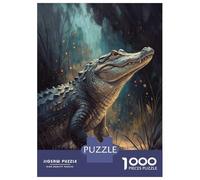 Adults 1000 Piece Jigsaw Puzzle Alligator in A Swamp Jigsaw for Adults Brain Teaser Game Staycation Kill Time Parent-child Interaction 38x26cm/1000pcs