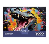 Adults 1000 Piece Jigsaw Puzzle Alligator with Colorful Paint Splatters Jigsaws for Adults Brain Teaser Game Difficult Hard Unique Gifts for Birthday And Christmas 70x50cm/1000pcs