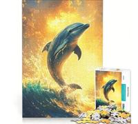 Adults 1000 Piece Jigsaw Puzzle Amazing Dolphins, Family Game, Difficult And Challenge, Unique Birthday And Gifts 38x26cm