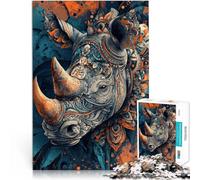 Adults 1000 Piece Jigsaw Puzzle Animal Rhino Stressabbau Schwierige Herausforderung Tolle Geschenke und Spielzeuge38x26cm