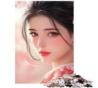Adults 1000 Piece Jigsaw Puzzle Anime Girl with Cherry Blo for Birthday, Chrismas Stress Reliever Brain Teaser Game for And from 14 Years And over (38x52cm)
