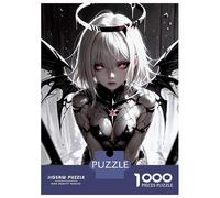 Adults 1000 Piece Jigsaw Puzzle Anime Girl with Dark Angel Wings Jigsaw Puzzle Brain Teaser Game Presents for Women Difficult And Challenge 70x50cm/1000pcs