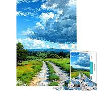 Adults 1000 Piece Jigsaw Puzzle Anime Landscape with Path And Clouds Jigsaws for Adults Fun Games Analysis And Logic Parent-child Interaction (Size 38x26cm)