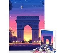 Adults 1000 Piece Jigsaw Puzzle Arc De Triomphe at Dusk Jigsaws for Adults Puzzle Difficult Hard Wishlist with Santa Claus Birthday Present,Travel Gifts, (38x26cm)