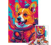 Adults 1000 Piece Jigsaw Puzzle Astronaut Corgi Space Jigsaws for Adults Fun Games Analysis And Logic Parent-child Interaction (Size 50x75cm)