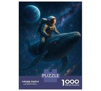 Adults 1000 Piece Jigsaw Puzzle Astronaut Riding A Whale in Space Jigsaws for Adults Brain Teaser Game Difficult Hard Unique Gifts for Birthday And Christmas 52x38cm/1000pcs