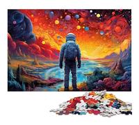 Adults 1000 Piece Jigsaw Puzzle Astronaut Standing on Colorful Galaxy Toy Intellectual Game Challenging Puzzle Game And Family Play 1000 PCS(38x26cm)