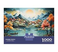 Adults 1000 Piece Jigsaw Puzzle Autumn River Landscape Puzzles for Adults Fun Games Perfect Decoration Parent-child Interaction 38x26cm/1000pcs