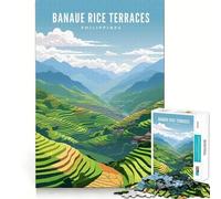 Adults 1000 Piece Jigsaw Puzzle Banaue Rice Terraces Exact Edge Art Brain Game Gift Cozy Time Game Christmas Fun Gift (38x26cm)
