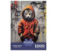 Adults 1000 Piece Jigsaw Puzzle Banksy Lil Tiger Cub Hood Puzzles for Adults Fun Games Perfect Decoration Parent-child Interaction 38x26cm/1000pcs