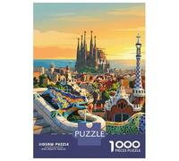 Adults 1000 Piece Jigsaw Puzzle Barcelona Spain Travel Jigsaw for Adults Brain Teaser Game Staycation Kill Time Parent-child Interaction 70x50cm/1000pcs