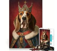 Adults 1000 Piece Jigsaw Puzzle Basset Hound The King Exact Edge Art Brain Game Gift Cozy Time Game Christmas Fun Gift (38x52cm)
