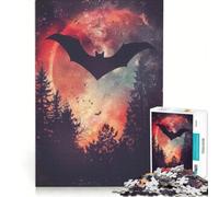Adults 1000 Piece Jigsaw Puzzle Bat Silhouette Galaxy, Educational Games, Fun at Home Activities, Wishlist with Santa Claus 38x26cm