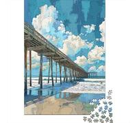 Adults 1000 Piece Jigsaw Puzzle Beach Pier Reflections Puzzles for Adults Brain Teaser Game Perfect Decoration Birthday And Unique Gifts 52x38cm/1000pcs