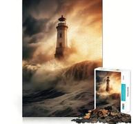 Adults 1000 Piece Jigsaw Puzzle Beacon in The Tempest Exact Edge Art Brain Game Gift Cozy Time Game Christmas Fun Gift (38x52cm)