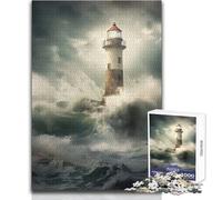 Adults 1000 Piece Jigsaw Puzzle Beacon in The Tempest Ideal for Cozy Downtime Fine Precision Die Cut Play Toy Size 38x52cm