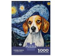 Adults 1000 Piece Jigsaw Puzzle Beagle Dog Starry Night Puzzles for Adults Brain Teaser Game Perfect Decoration Birthday And Unique Gifts 38x26cm/1000pcs