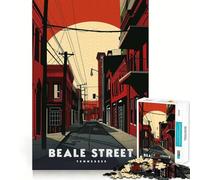 Adults 1000 Piece Jigsaw Puzzle Beale Street Tennessee Exact Edge Art Brain Game Gift Cozy Time Game Christmas Fun Gift (50x75cm)