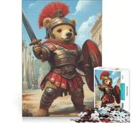 Adults 1000 Piece Jigsaw Puzzle Bear As A Roman Gladiator, Educational Games, Fun at Home Activities, Wishlist with Santa Claus 50x75cm