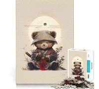 Adults 1000 Piece Jigsaw Puzzle Bear Samurai Exact Edge Art Brain Game Gift Cozy Time Game Christmas Fun Gift (38x52cm)