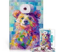 Adults 1000 Piece Jigsaw Puzzle Bear with Toilet Paper Brain intelligence challenge addictive toys Enhance love between couples 26x38cm