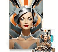 Adults 1000 Piece Jigsaw Puzzle Beautiful ArtDeco Portrait Exact Edge Art Brain Game Gift Cozy Time Game Christmas Fun Gift (50x75cm)