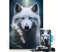 Adults 1000 Piece Jigsaw Puzzle Beautiful White Wolf Exact Edge Art Brain Game Gift Cozy Time Game Christmas Fun Gift (38x52cm)
