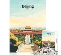 Adults 1000 Piece Jigsaw Puzzle Beijing, China Travel Poster Jigsaws for Adults Puzzle Difficult Hard Wishlist with Santa Claus Birthday Present,Travel Gifts, (38x52cm)