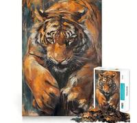 Adults 1000 Piece Jigsaw Puzzle Bengal Tiger Mysterious Exact Edge Art Brain Game Gift Cozy Time Game Christmas Fun Gift (38x26cm)