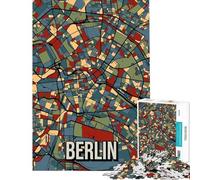 Adults 1000 Piece Jigsaw Puzzle Berlin Earthtone City Map Jigsaw Puzzles for Adults Birthday Present Educational Challenge Family Fun & Game Night (Size 50x75cm)