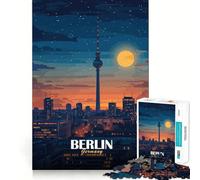 Adults 1000 Piece Jigsaw Puzzle Berlin Germany Cityscape at Night Exact Edge Art Brain Game Gift Cozy Time Game Christmas Fun Gift (50x75cm)