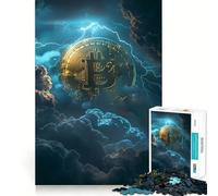Adults 1000 Piece Jigsaw Puzzle Bitcoin Crypto Storm Exact Edge Art Brain Game Gift Cozy Time Game Christmas Fun Gift (38x26cm)