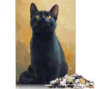 Adults 1000 Piece Jigsaw Puzzle Black Cat Portrait Jigsaws 1000 Pieces Learning Educational Puzzle 1000pcs (75x50cm)